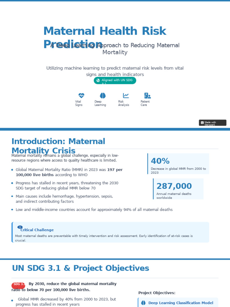 Deep Learning for Maternal Health Risk | PDF | Maternal Death | Blood ...