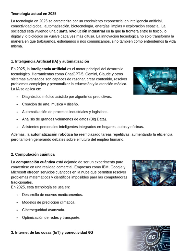 Tecnología y avances en 2025 | PDF | Inteligencia artificial ...
