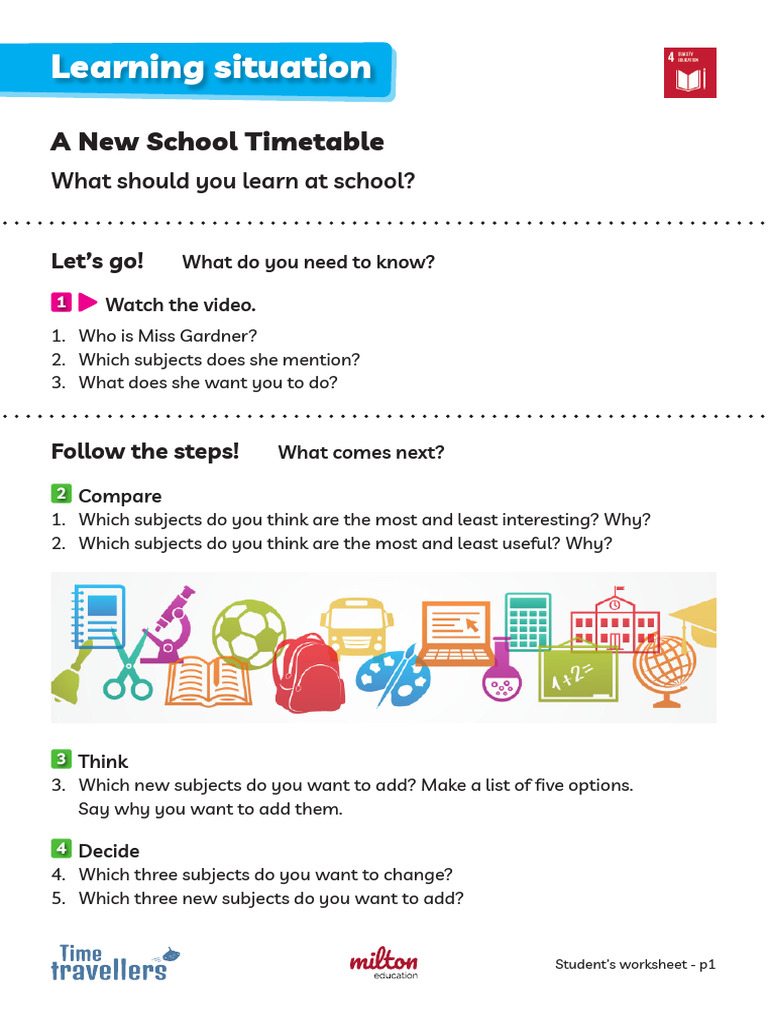 New School Timetable Worksheet | PDF