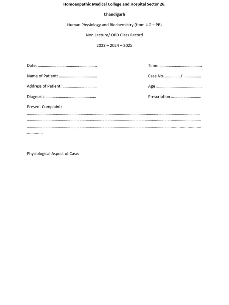 Patient Case Record Template | PDF