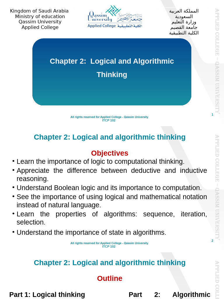 Logical and Algorithmic Thinking Guide | PDF | Argument | Logic
