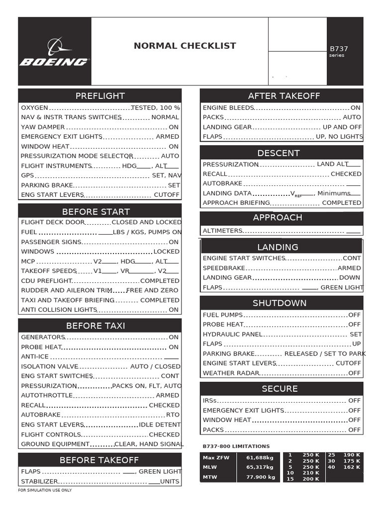 B737-800 Normal Checklist Guide | PDF | Aviation | Aircraft