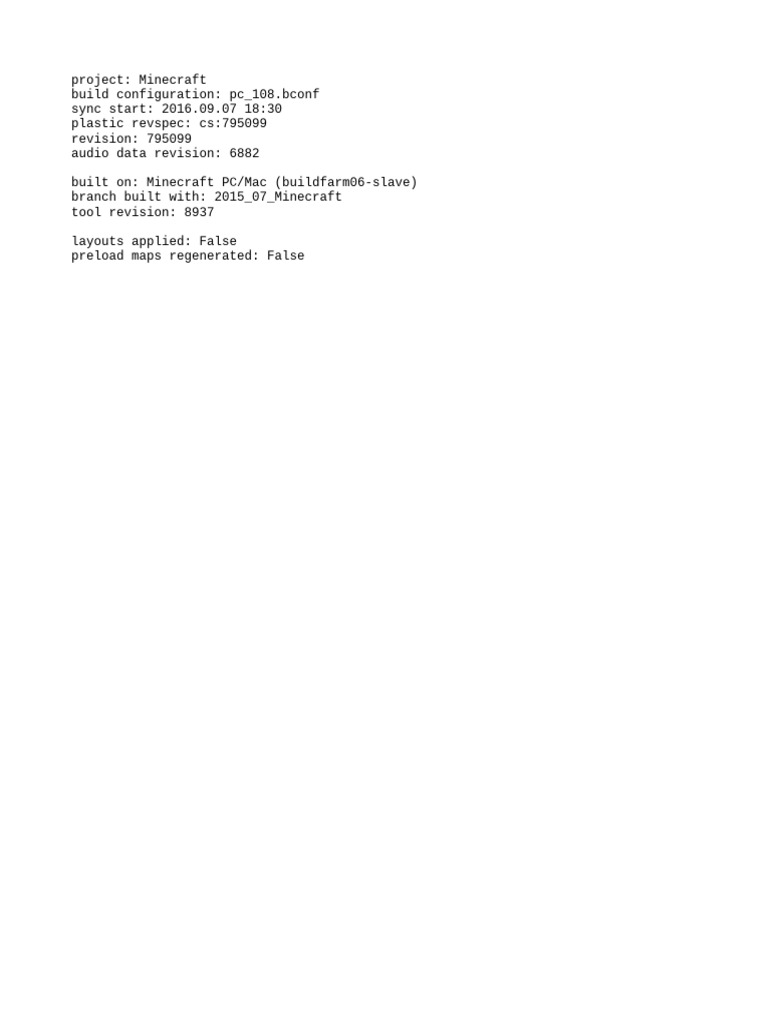 Minecraft Build Configuration Details | PDF