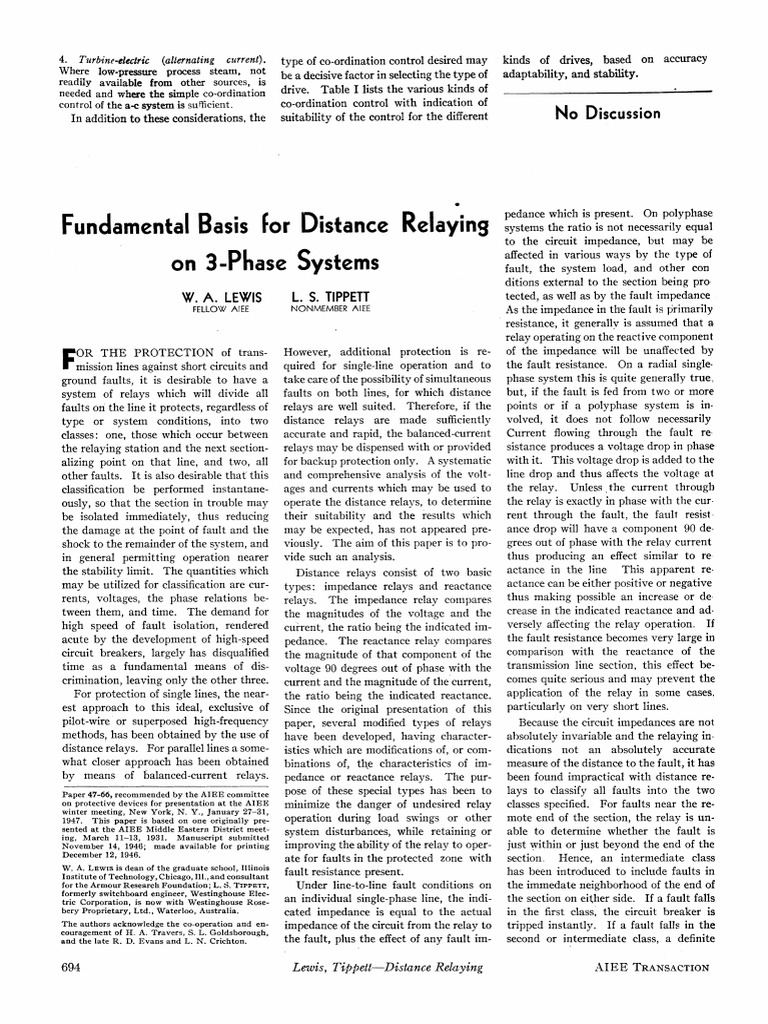 Distance Relaying for Fault Protection | PDF | Electrical Impedance | Relay