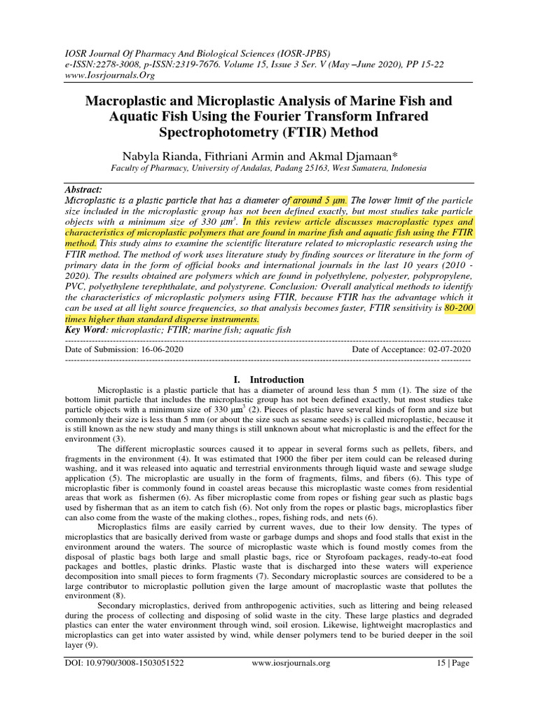 Microplastic Analysis in Marine Fish | PDF | Plastic | Materials