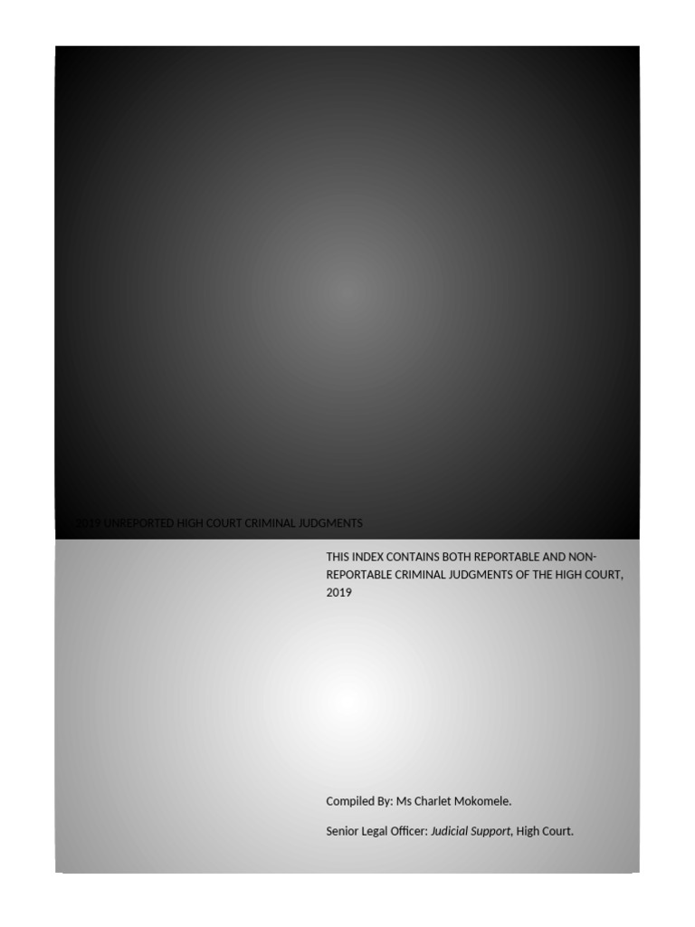2019 Unreported High Court Criminal Judgment Index | PDF | Criminal ...