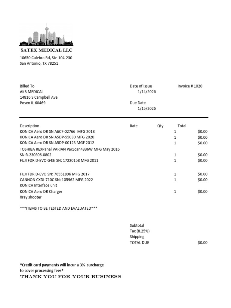 Invoice for Medical Equipment Evaluation | PDF
