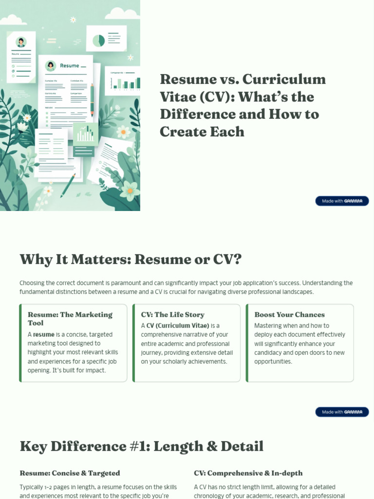 Resume vs CV: Key Differences Explained | PDF | Résumé