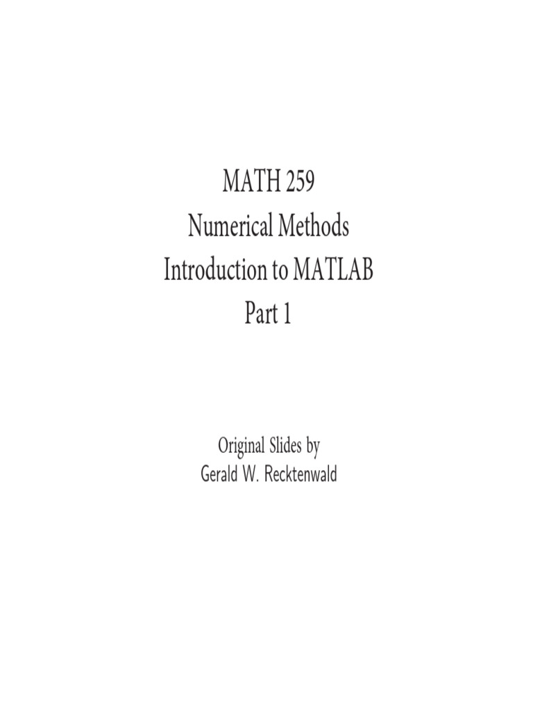 Matlab Basics for Numerical Methods | PDF | Matrix (Mathematics) | Matlab