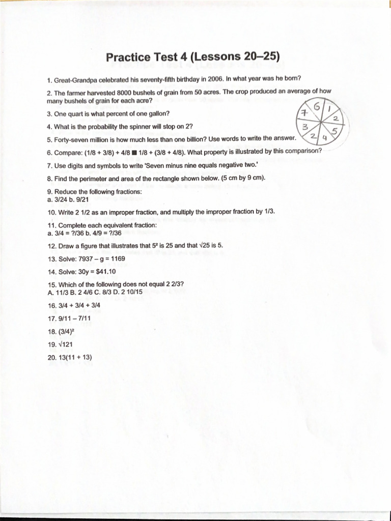 Practice Test 4 (Lessons 20-25) | PDF