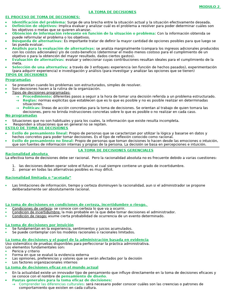 Proceso y Estilos de Toma de Decisiones | PDF | Toma de decisiones ...