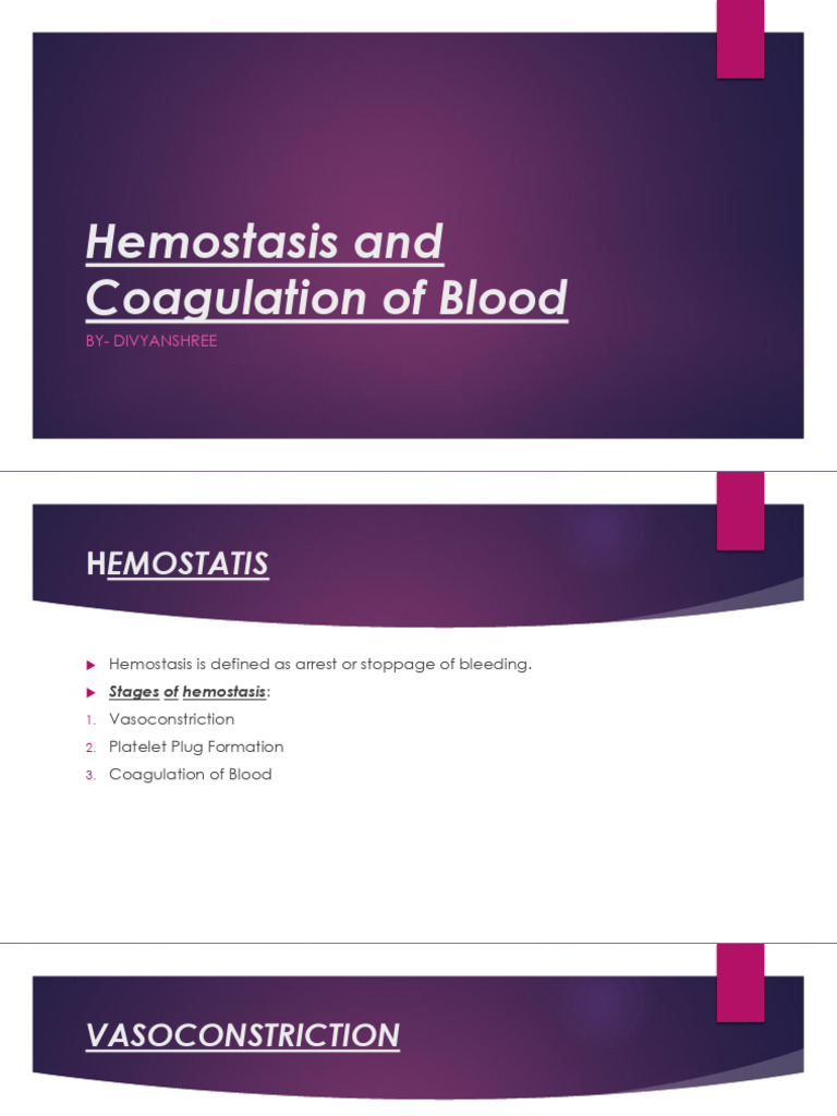 Hemostasis and Blood Coagulation Process | PDF | Coagulation | Hemostasis