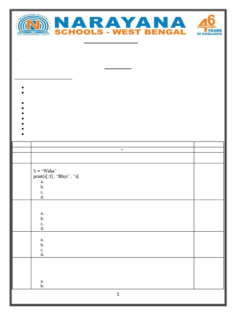 Computer Science Practice Paper XI | PDF | Computer Engineering ...