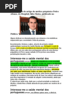 Transcrição do artigo do médico psiquiatra Pedro Afons1