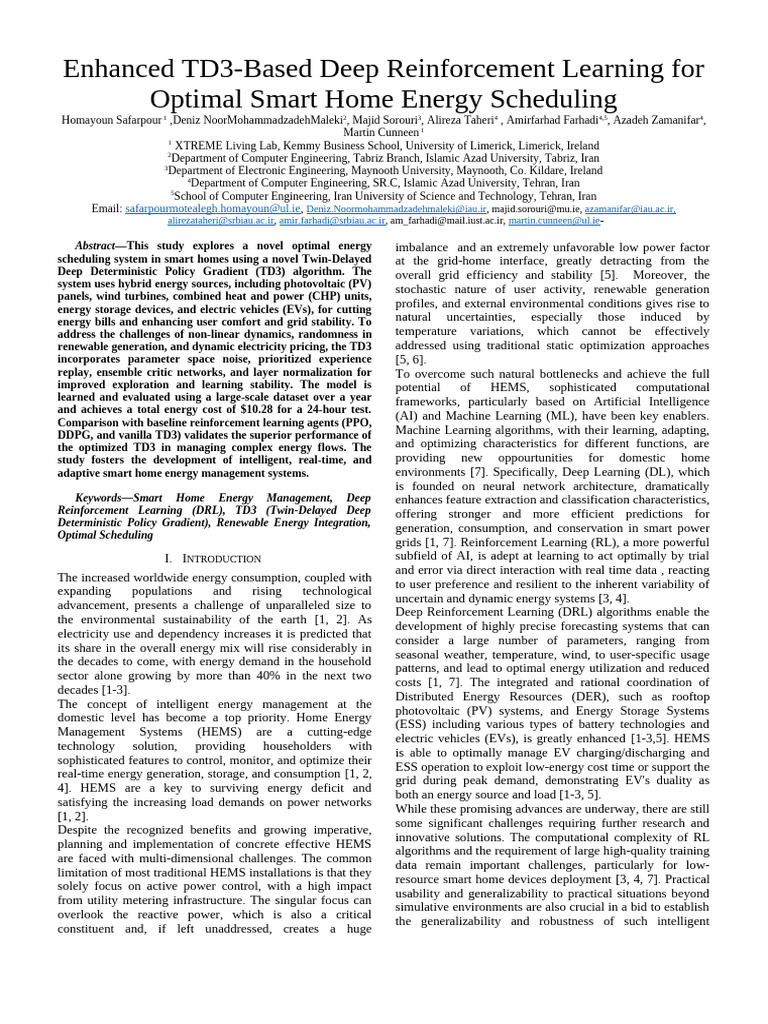 TD3 Deep Learning for Smart Home Energy | PDF | Machine Learning ...