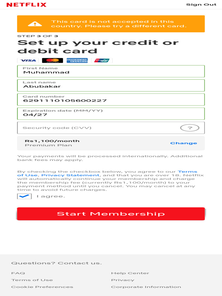 Credit Card Setup for Netflix Membership | PDF