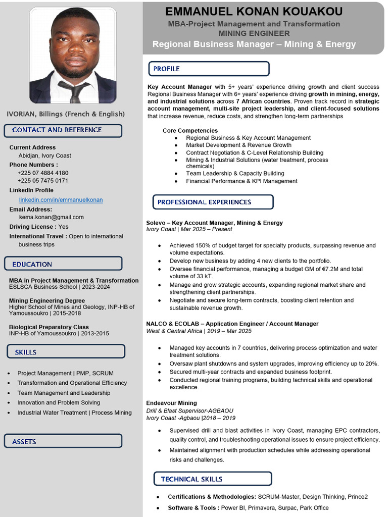 Regional Business Manager Profile | PDF | Ivory Coast | Business