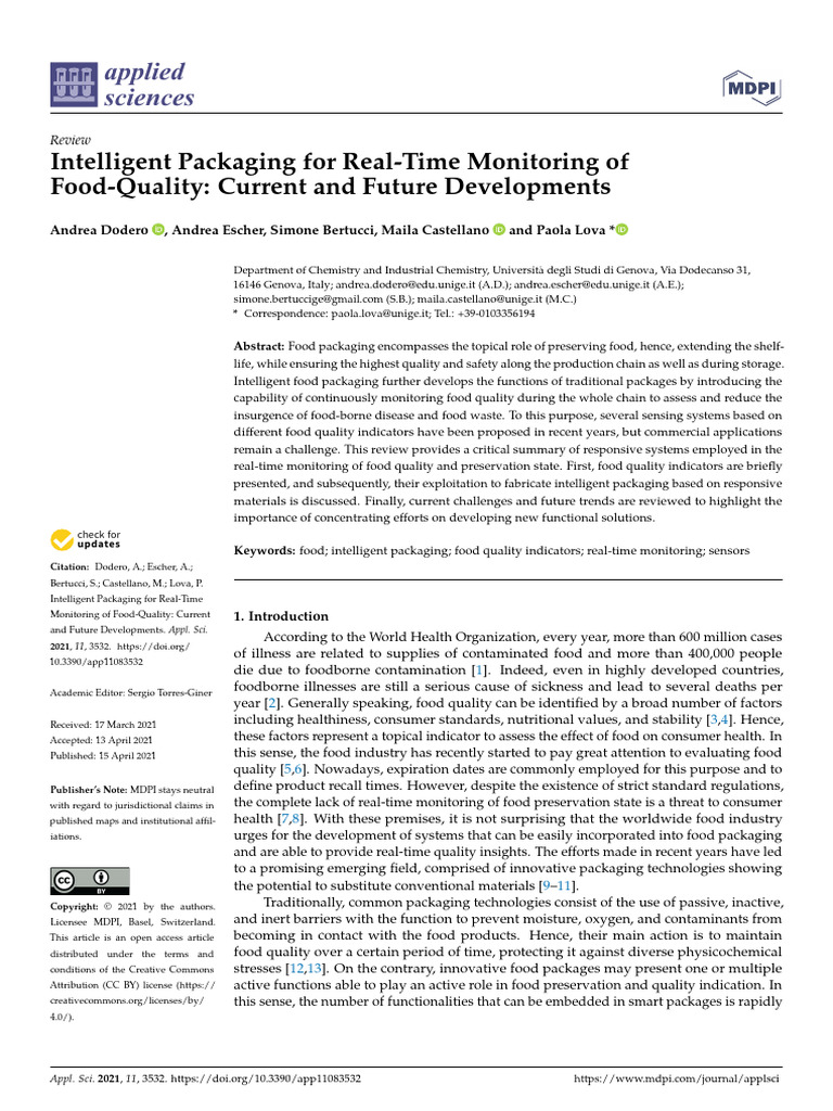Intelligent Packaging for Food Quality Monitoring | PDF | Carbon ...