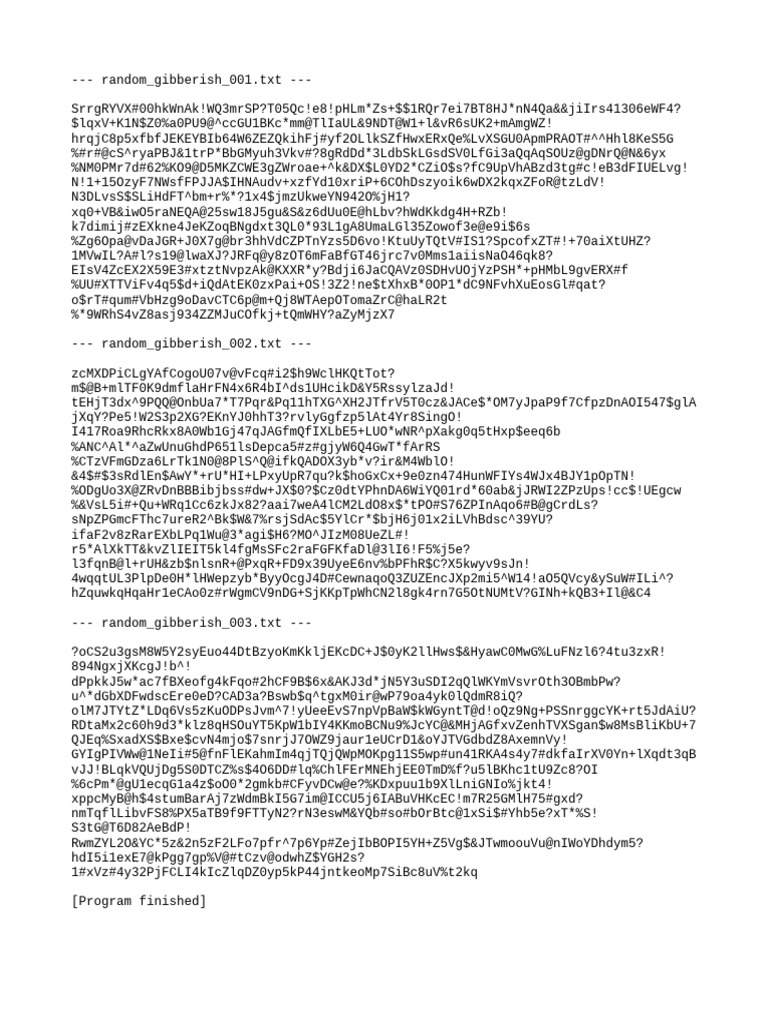 Random Gibberish Text Files | PDF