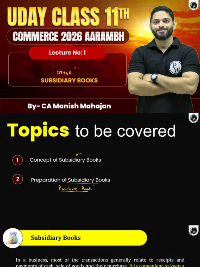 Other Subsidiary Books 01 Class Notes | PDF