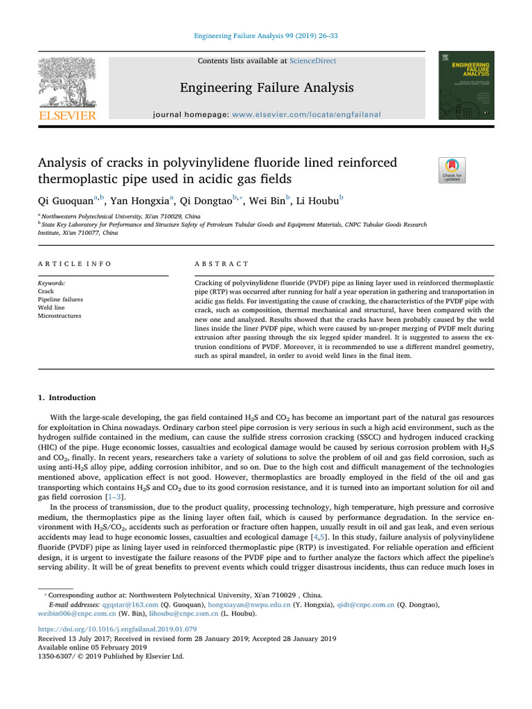 PVDF Pipe Crack Analysis in Gas Fields | PDF | Differential Scanning ...