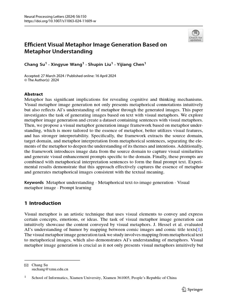 Efficient Visual Metaphor Image Generation | PDF