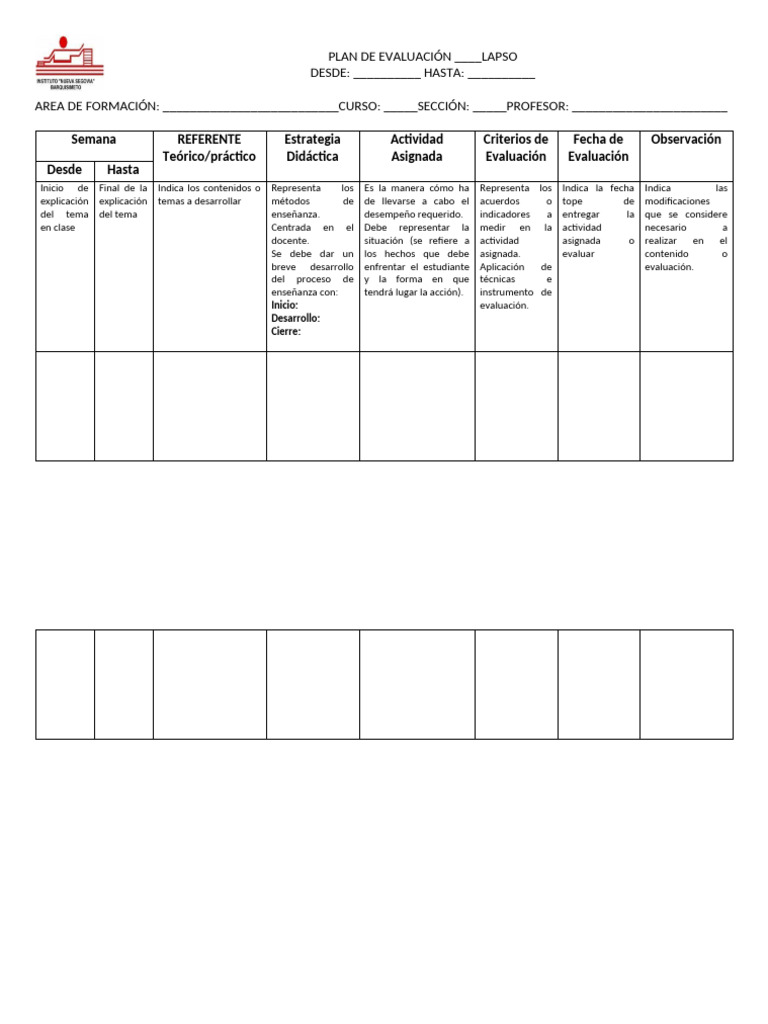 Plan de Evaluación Educativa 2023 | PDF