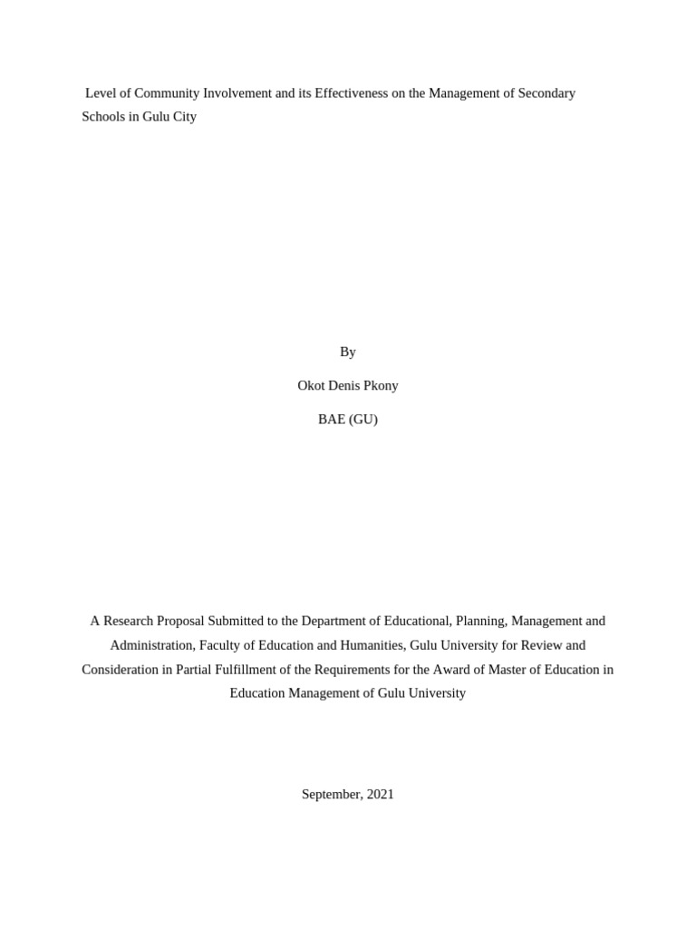 Community Involvement in School Management | PDF | Quantitative ...