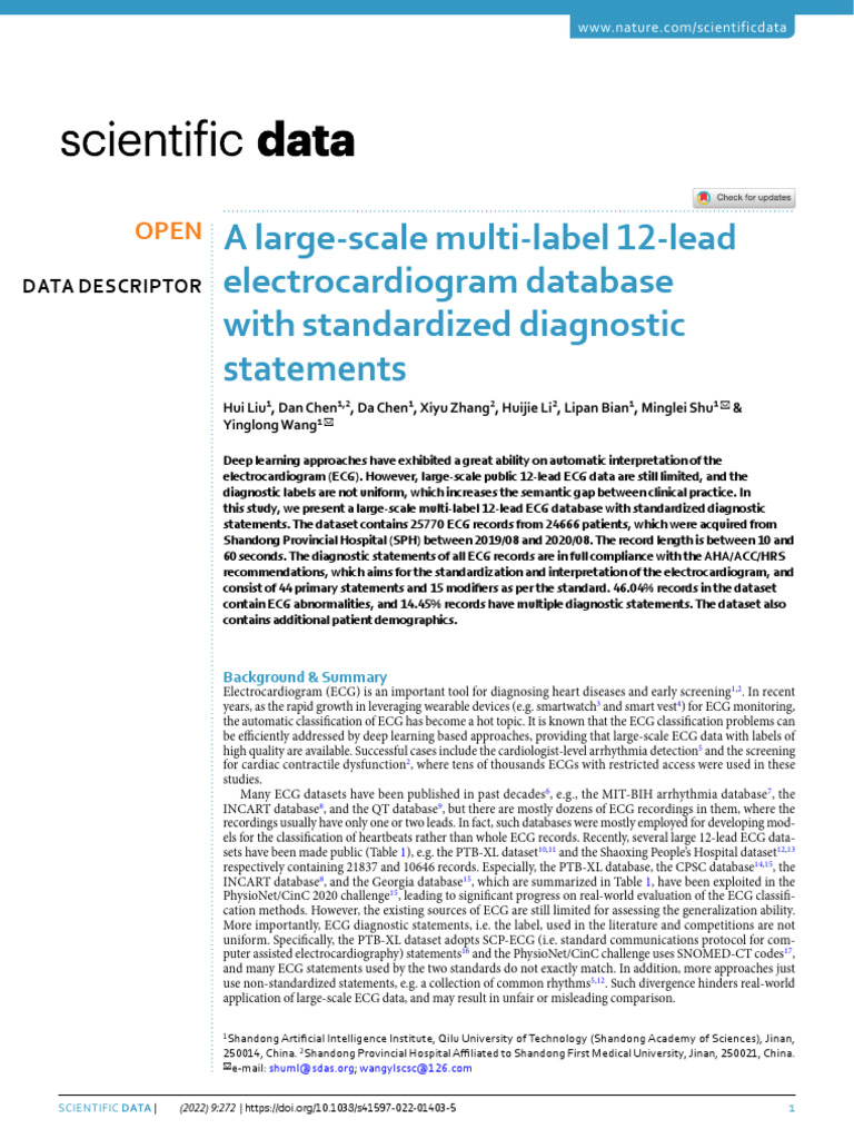 Large 12-Lead ECG Database with AHA Labels | PDF | Electrocardiography ...