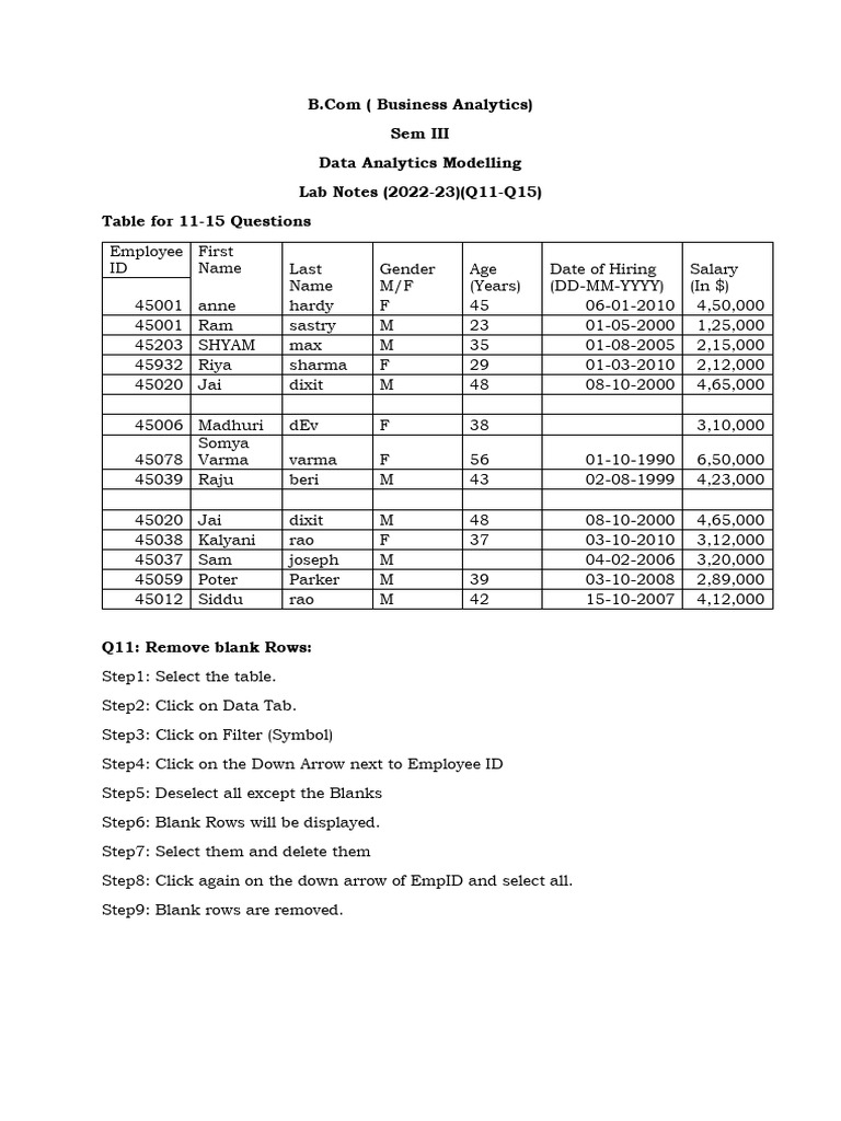 Data Analytics Lab Notes: Q11-Q15 | PDF