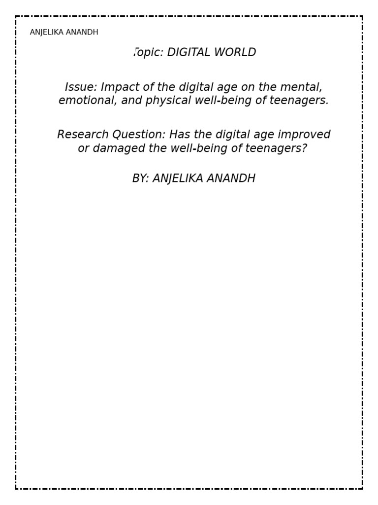 Teenagers' Well-Being in the Digital Age | PDF | Adolescence ...
