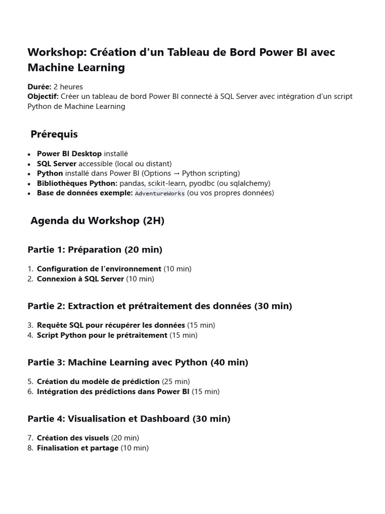 Tableau de Bord Power BI avec ML | PDF | Microsoft SQL Server | Python ...