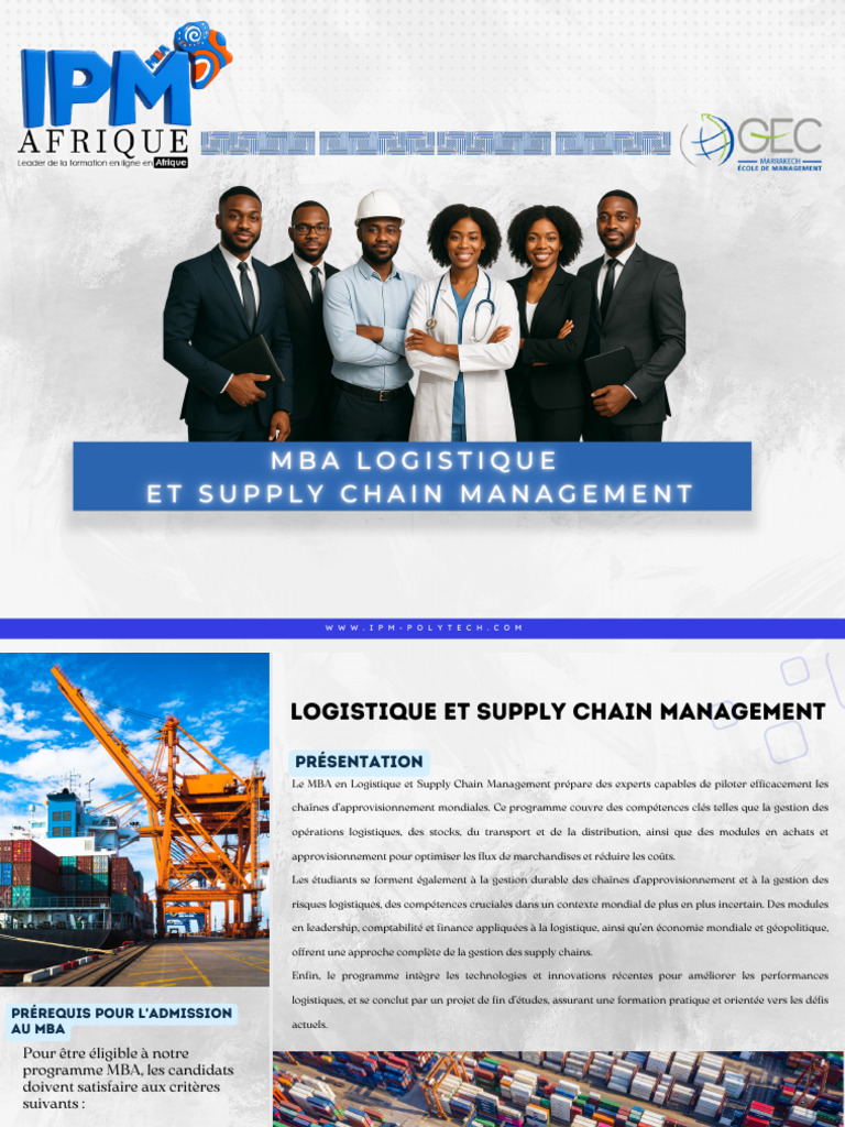 MBA Logistique et Supply Chain Management | PDF | Gestion de la chaîne ...