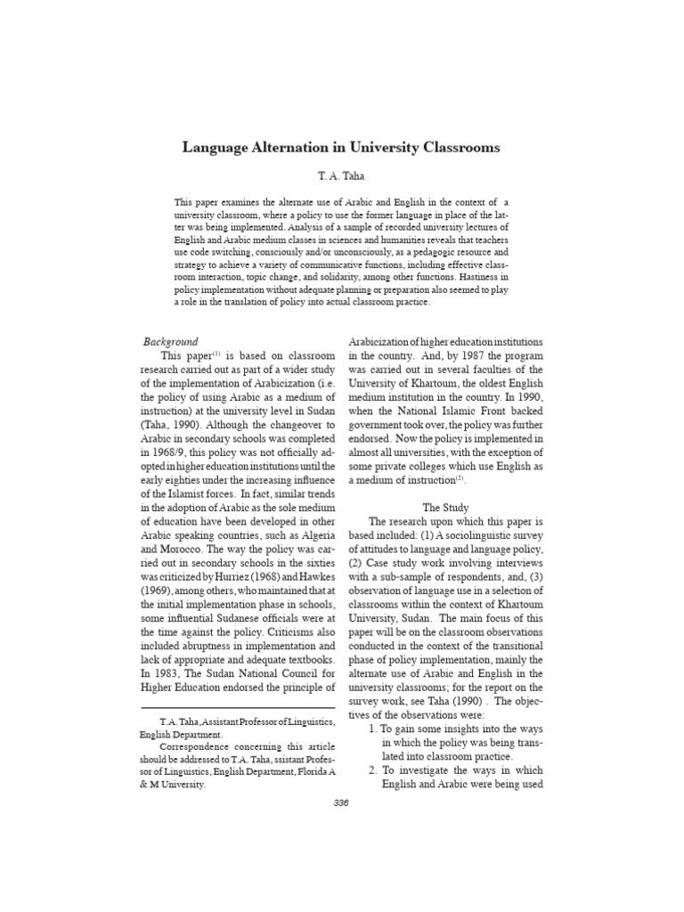 Language Use in Sudanese Classrooms | PDF | Multilingualism | English ...