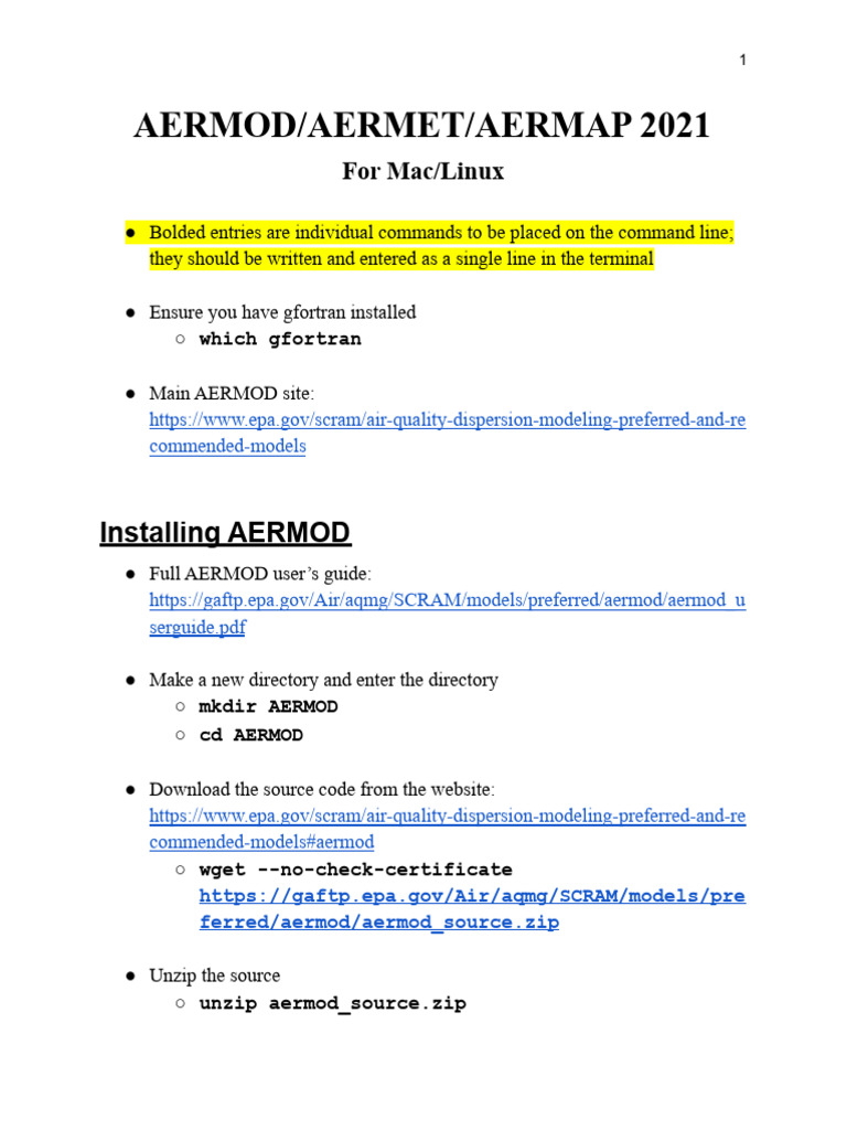AERMOD Installation Guide for Mac/Linux | PDF | Zip (File Format ...