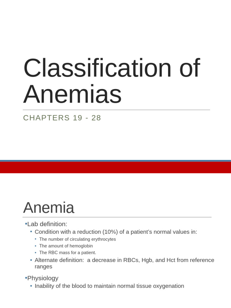 Anemia Classification and Lab Procedures | PDF | Anemia | Red Blood Cell