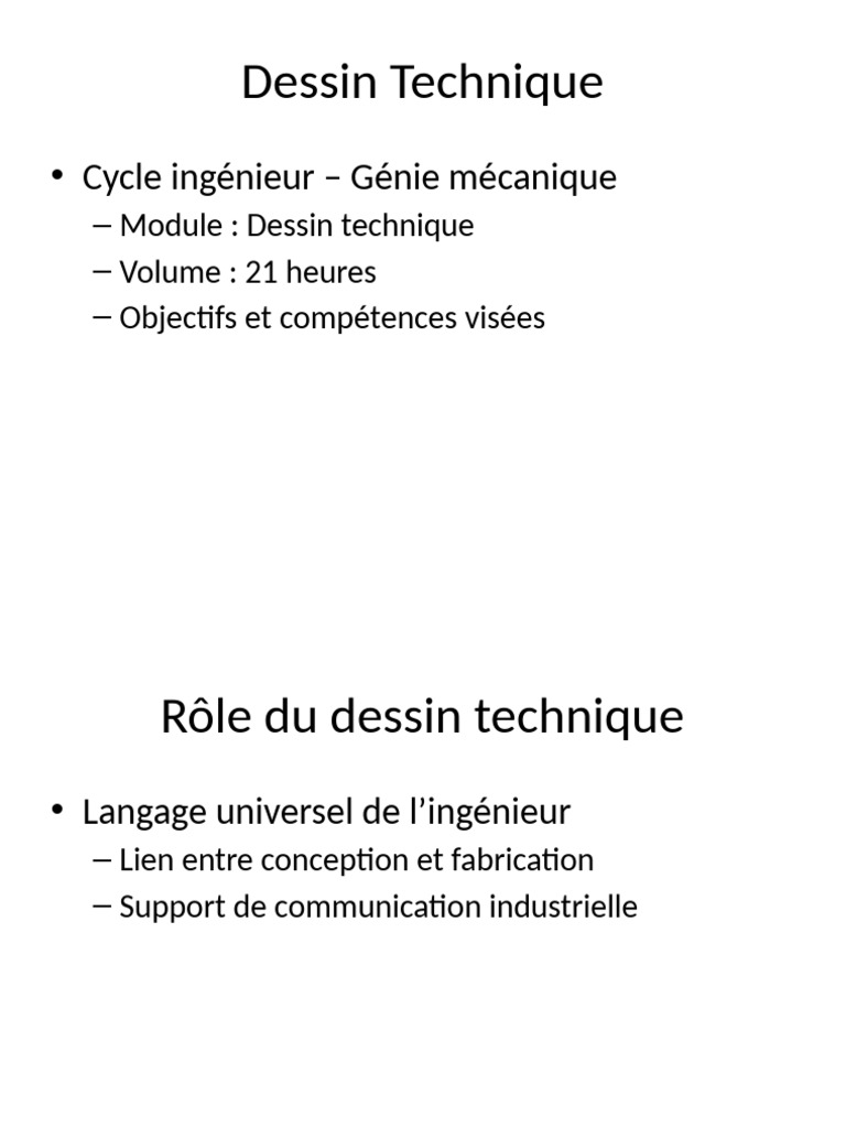 Introduction au Dessin Technique en Génie Mécanique | PDF