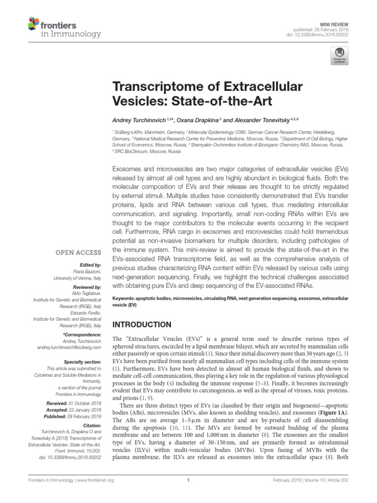 Extracellular Vesicles RNA Transcriptome Review | PDF | Rna | Vesicle ...