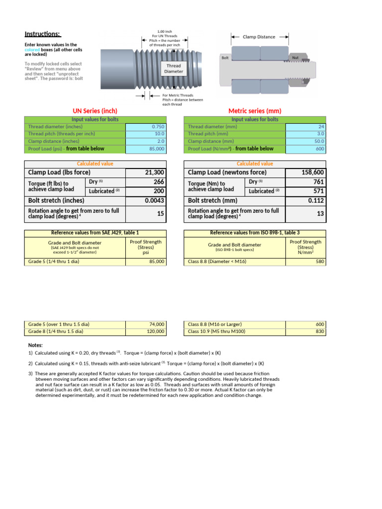 Bolt Torque and Load Calculation Guide | PDF | Screw | Metalworking