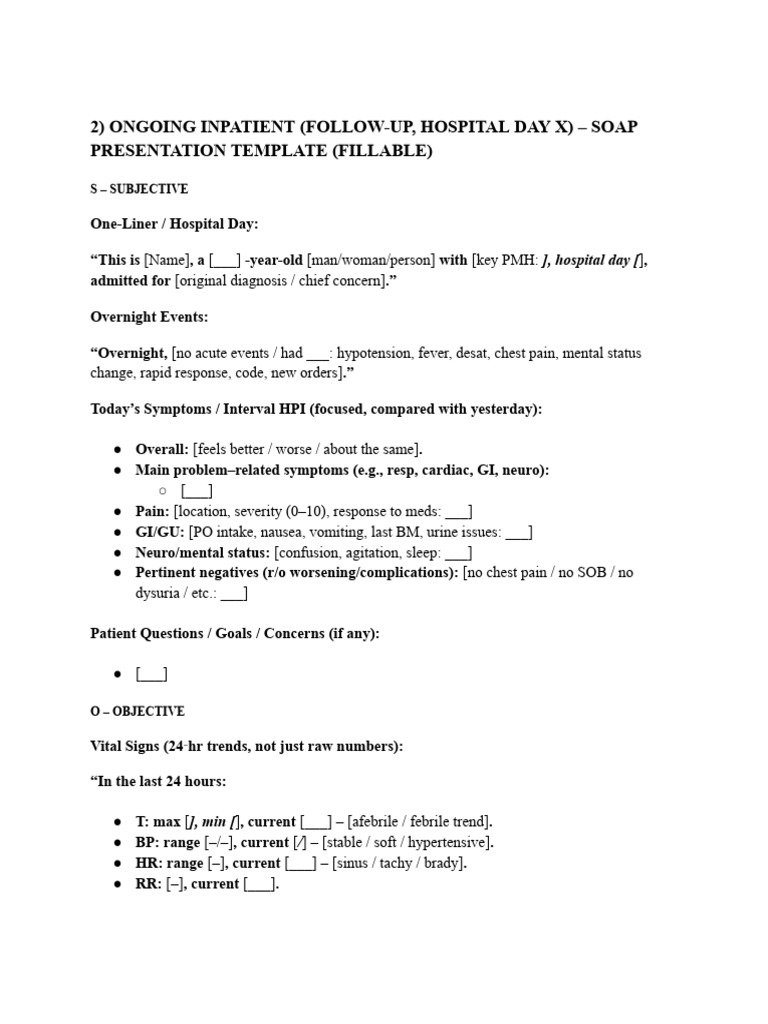 Inpatient SOAP Note Template | PDF | Chronic Obstructive Pulmonary ...