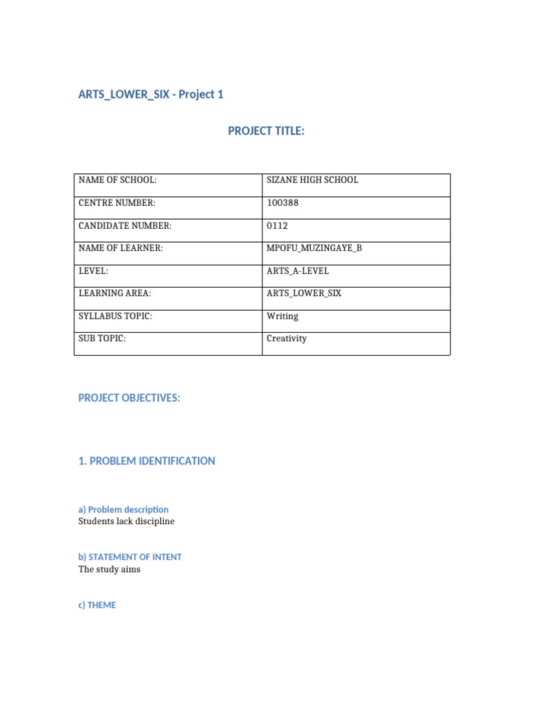 Arts A-Level Project on Creativity | PDF