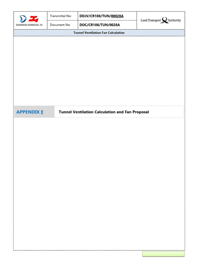 Tunnel Ventilation Fan Calculation Report | PDF | Mechanical ...