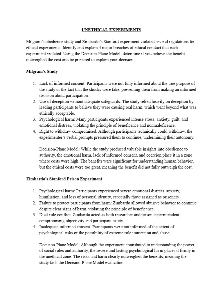 Unethical Research: Milgram & Zimbardo | PDF | Informed Consent ...
