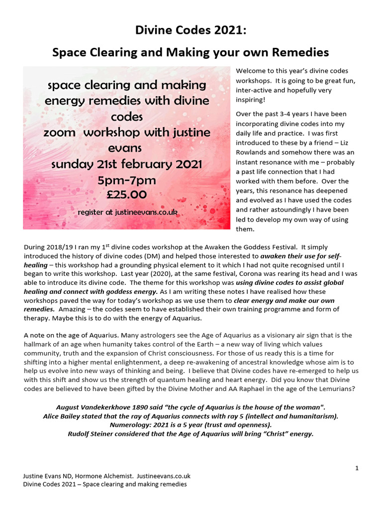 Divine Codes 2021: Remedies & Space Clearing | PDF | Goddess
