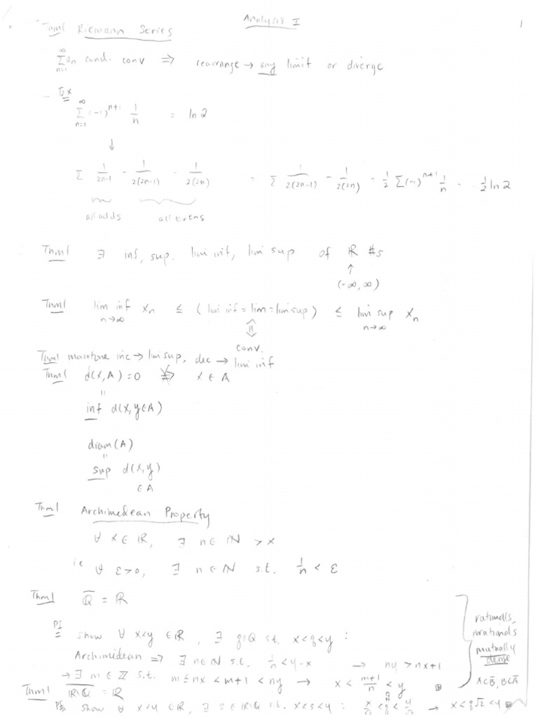 Analysis 1 Notes | PDF