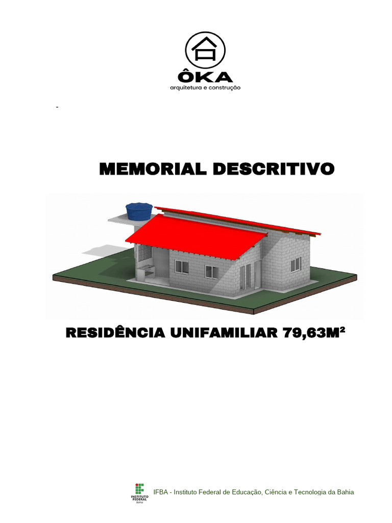 Memorial Descritivo Residência 79,63m² | PDF | Argamassa (alvenaria ...