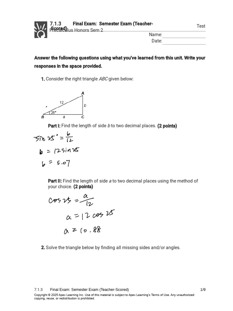Precalculus Final Exam Overview | PDF | Complex Number | Trigonometric ...