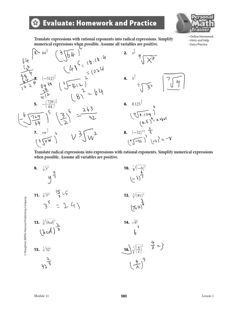 Rational Exponents and Radicals Guide | PDF | Square Root | Area