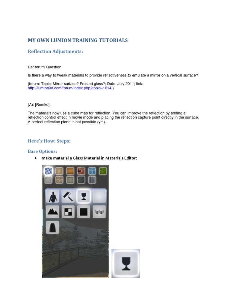 Lumion Tutorials Reflection Adjustments PDF Reflection (Physics