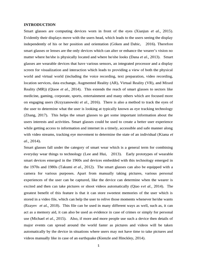 Overview of Smart Glasses Technology | PDF | Augmented Reality ...
